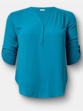 Torrid Harper Georgette 3/4 Sleeve Blouse - Size 00 (US10) - Ocean Depths - NWT